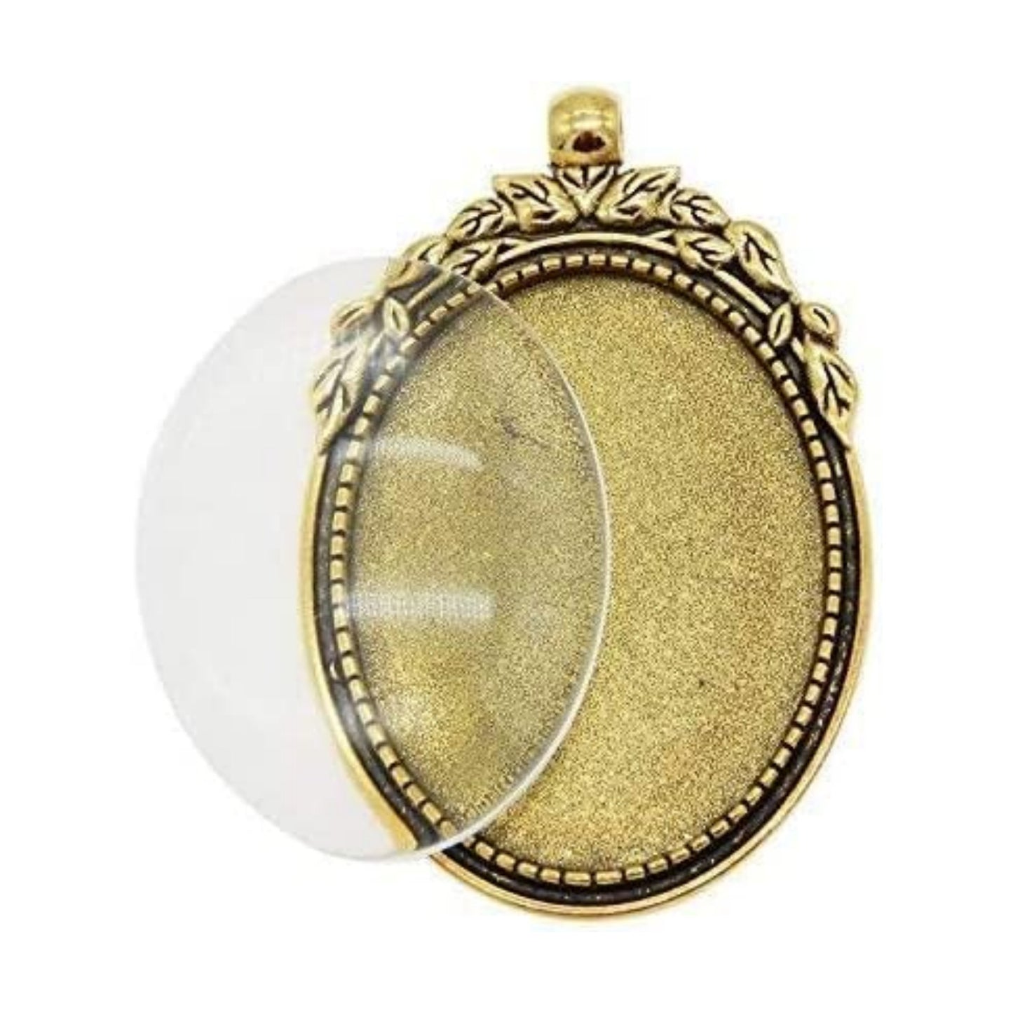 Oval Antiqued Color Blank Photo Setting Bezel Tray Pendant / Gold / Set of 10
