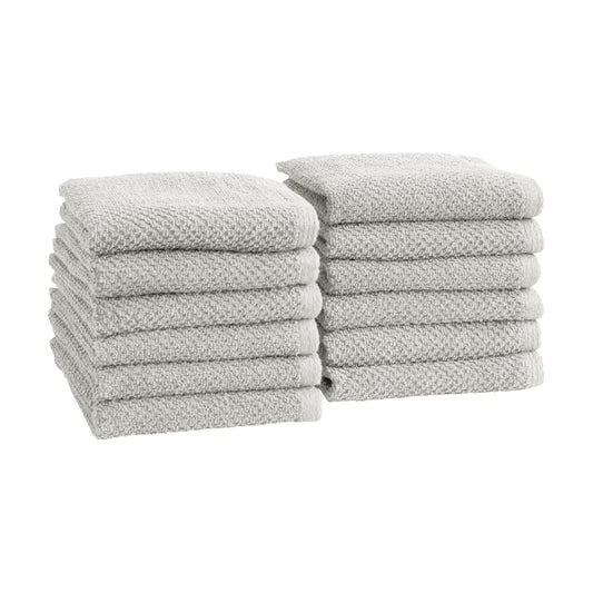 Great Bay Home 100% Cotton 12-Pack 13x13 Wash Cloth - Absorbent, Quick-Drying, Durable Face Towels for Bathroom Decor