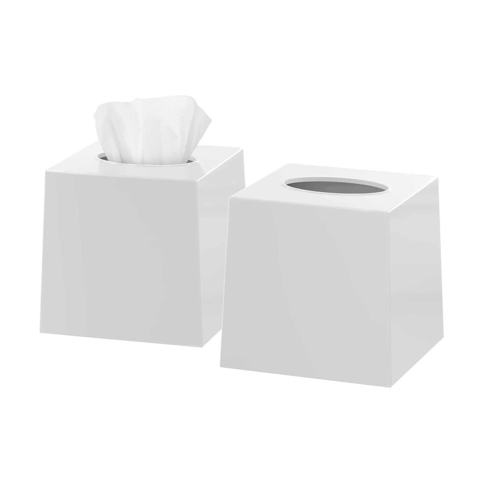 White Tissue Box Cover / 02 White / Set of 2