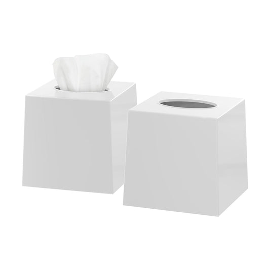 White Tissue Box Cover / 02 White / Set of 2