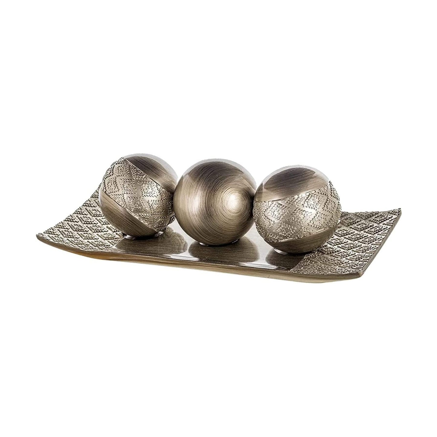 Dublin Decorative Tray and Orbs Balls Set / Silver