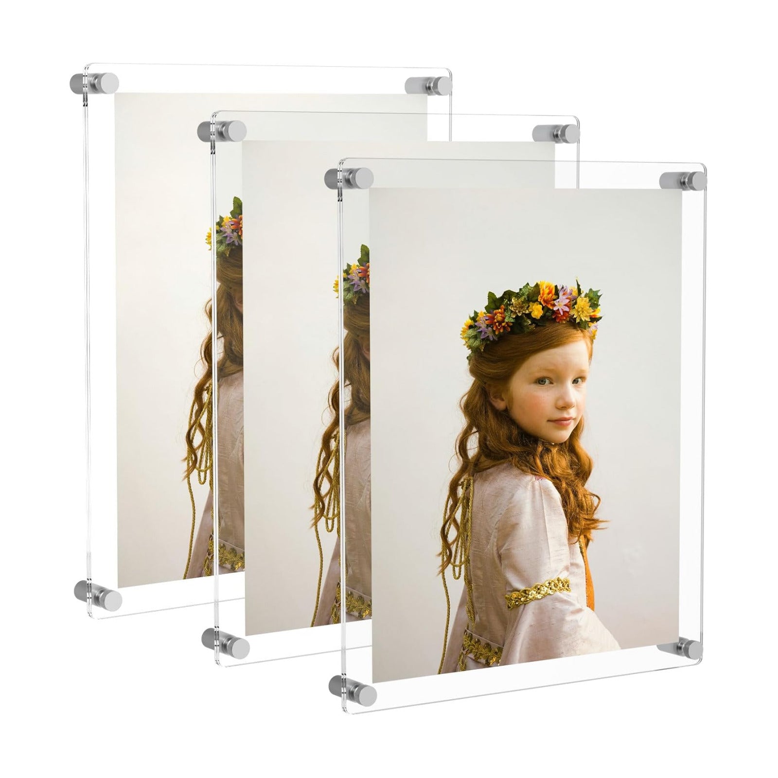 NIUBEE 11x14 Clear Acrylic Picture Frame Floating Wall Mount 3 Packs | Full Frame is 13x16 inch,for Degree Certificate