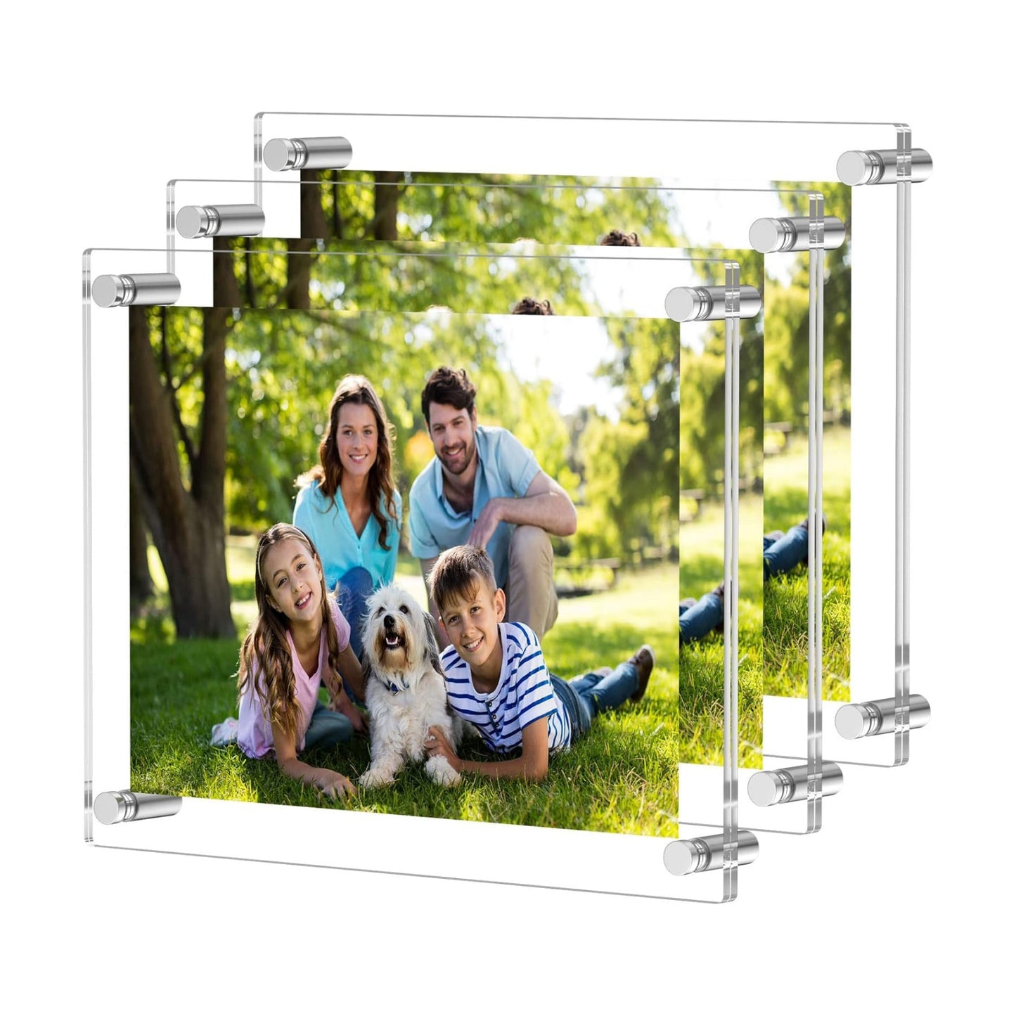 NIUBEE 8.5x11 Clear Acrylic Wall Mount Floating Picture Frame 3 Packs | A4 Letter Size,Full Frame is 9.4x13.4 inch