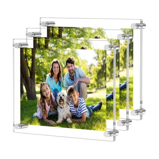 NIUBEE 8.5x11 Clear Acrylic Wall Mount Floating Picture Frame 3 Packs | A4 Letter Size,Full Frame is 9.4x13.4 inch