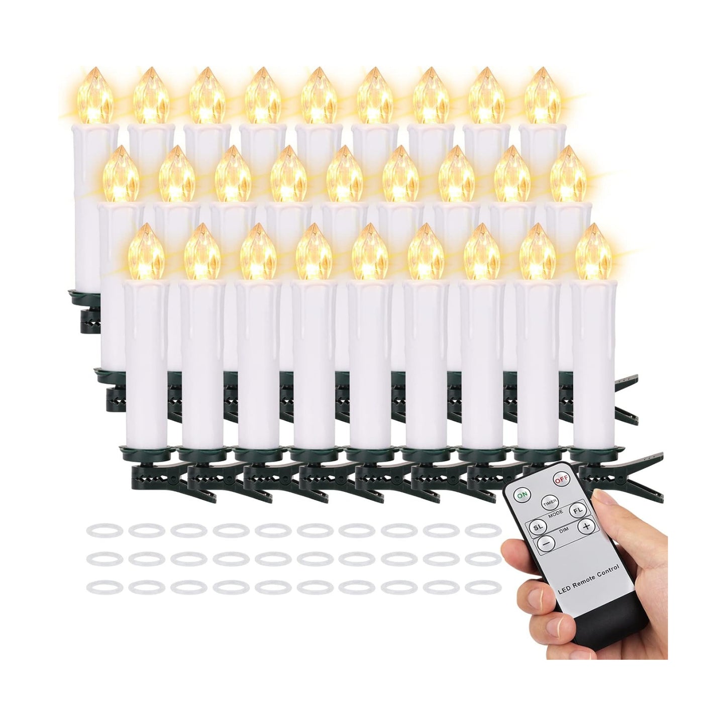 30PCS Flameless LED Taper Candles Battery Operated Christmas Tree Candle Lights With Remote Timer, Flickering Flame