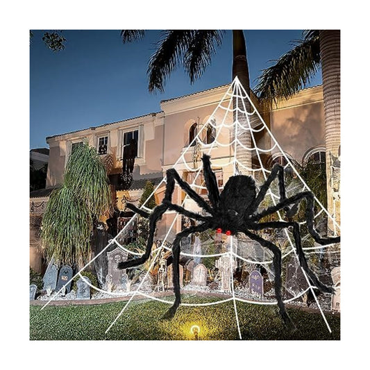 3pcs 212'' Halloween Spider Web 49" Halloween Decorations Stretch Cobweb Fake Spider for Indoor/Outdoor Yard Decorations Home party favors Costumes House Décor
