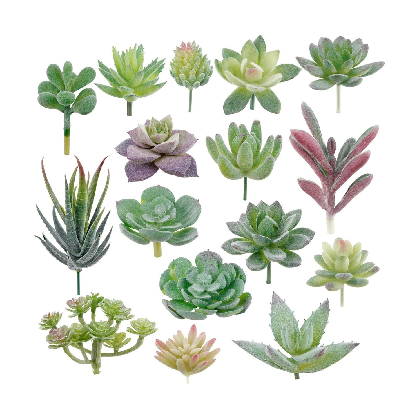 Fake Succulents Plants Artificial Small Fake Plants Faux / Green / 1.5-3.5 Inches / Set of 16