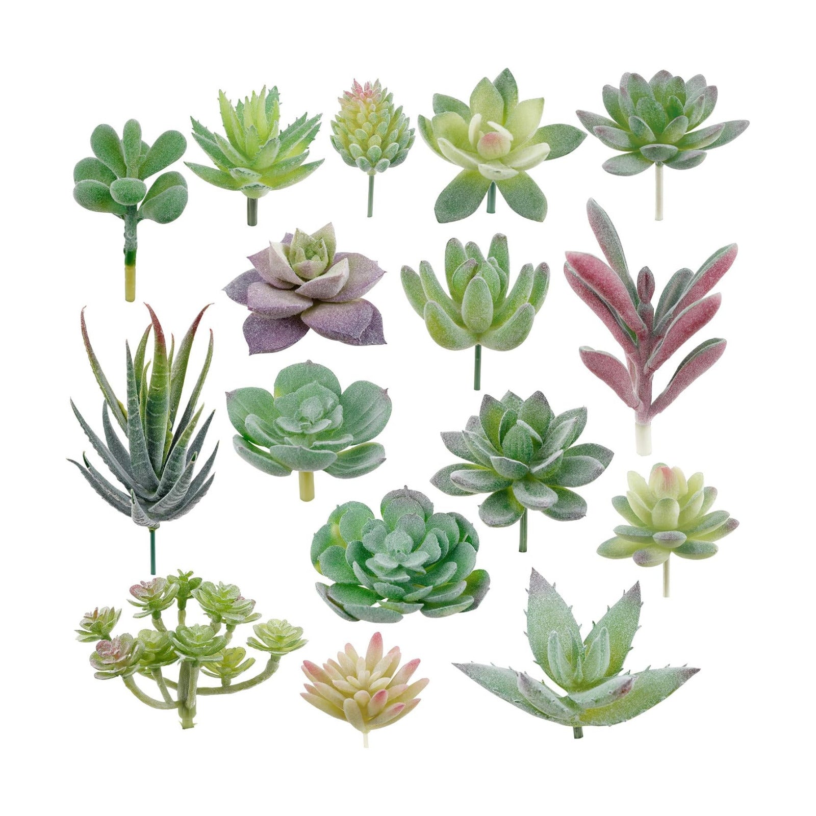 Fake Succulents Plants Artificial Small Fake Plants Faux / Green / 1.5-3.5 Inches / Set of 16