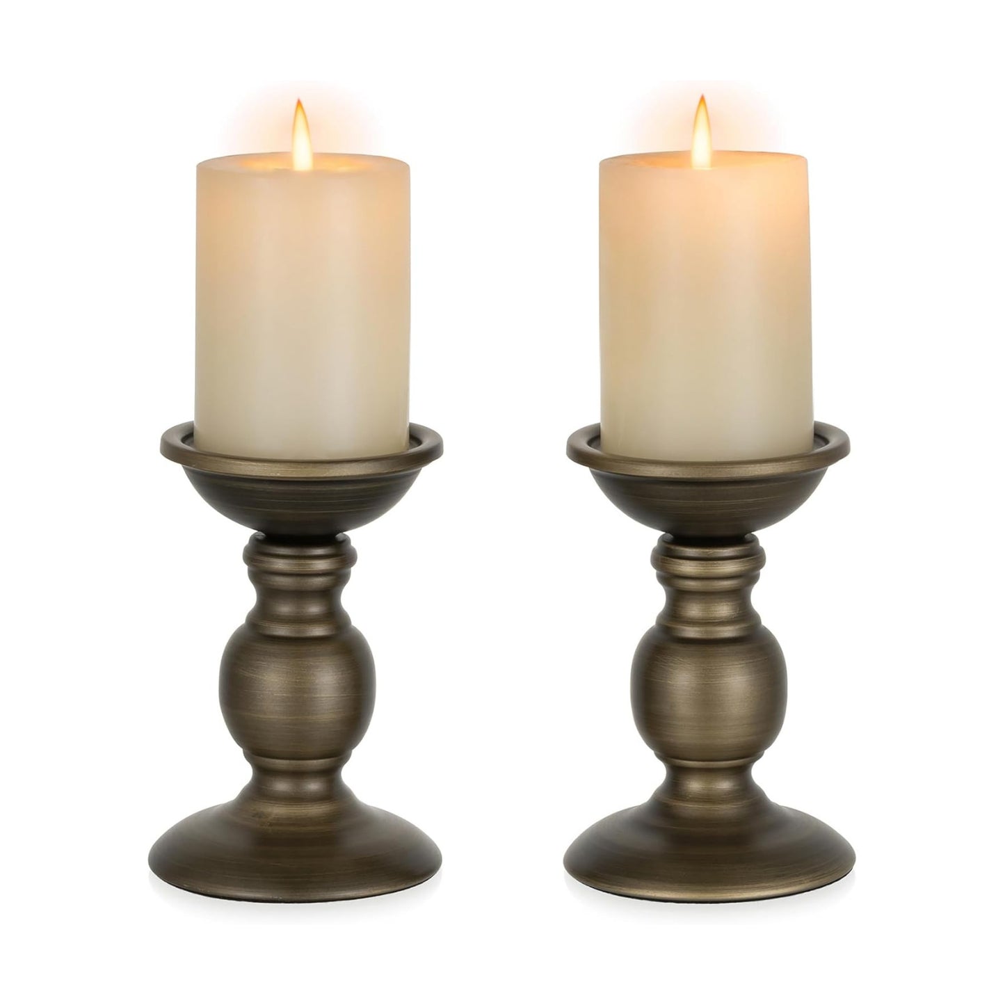 NUPTIO Bronze Candle Holder for Pillars: Candle Stand for 3 inches Candles | (2 x S) Iron Candle Centerpieces for