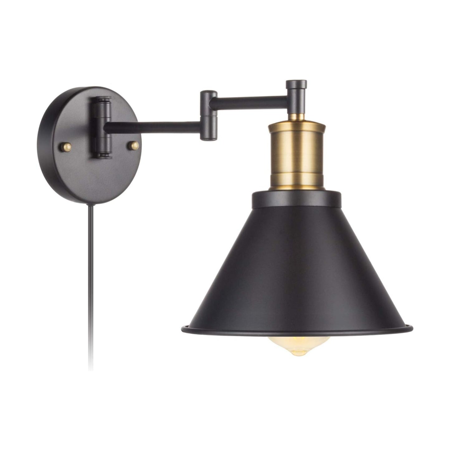 Swing Arm Wall Lamp Plug-in Cord Industrial Wall Sconce, Bronze and Black Finish,with On/Off Switch, E26 Base,1-Light