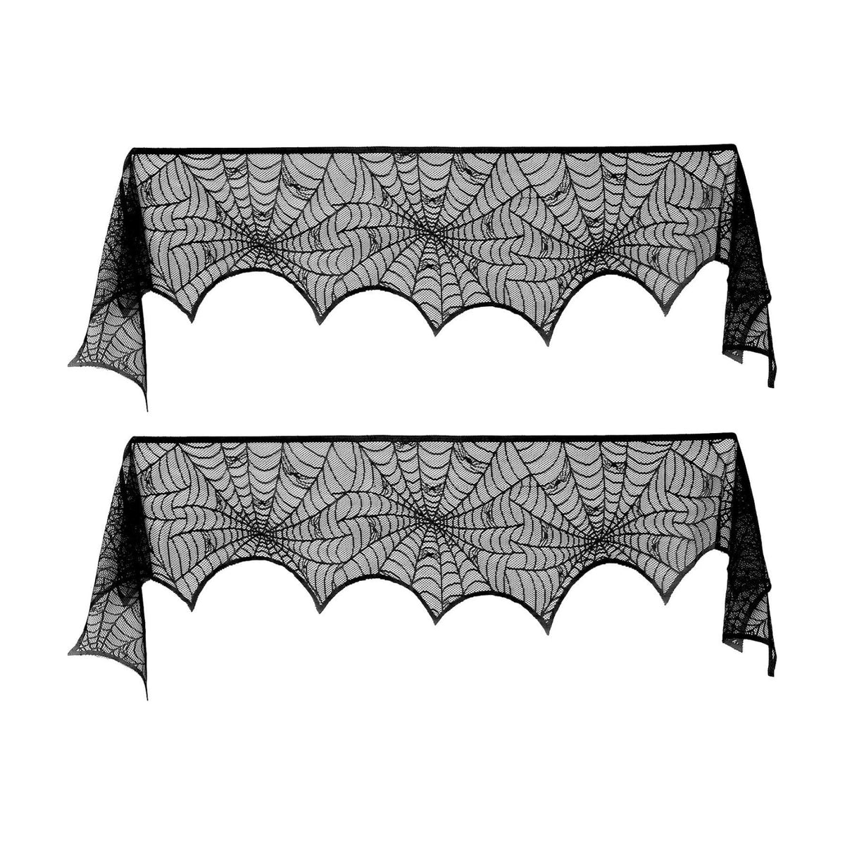 Blulu 2 Pieces Halloween Decoration Spiderweb Fireplace Mantle Scarf Cover