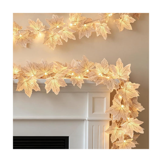 3 Pack Fall Garland with Lights, Total 19.5Ft 60LED Autumn String Lights