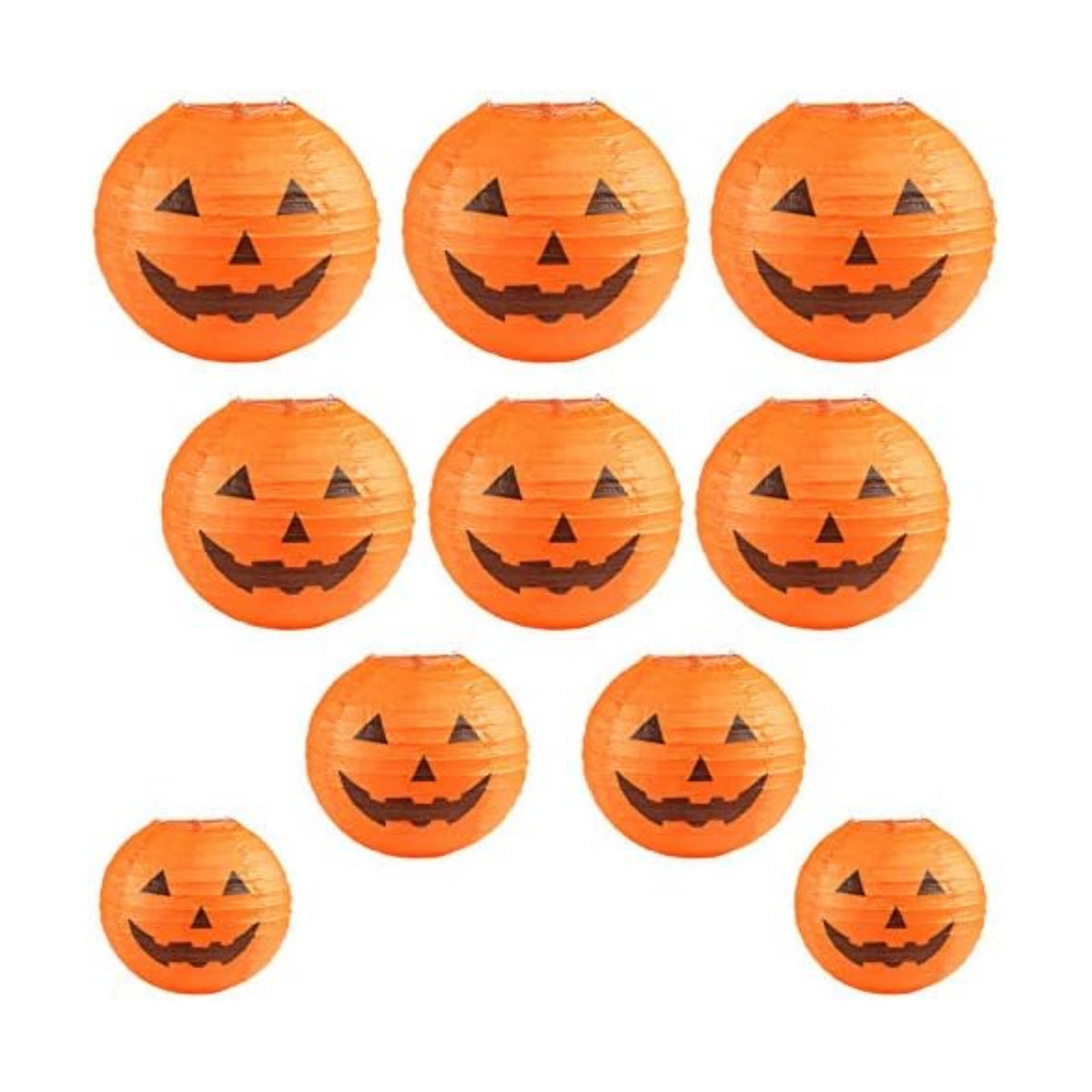 Kesoto Halloween Jack-O-Lantern Paper Lanterns Halloween Pumpkin Hanging Paper Lantern for Home Outdoor Decoration, Multi-Sized, Pack of 10