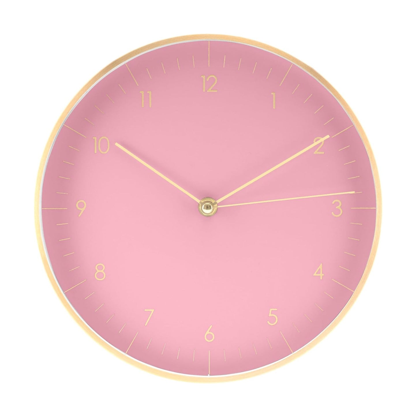 Modern Silent Quartz Wall Clock, 10in, Pink & Gold | Simple & Trendy, Gifting ideas, Analog, Easy-to-read, Battery