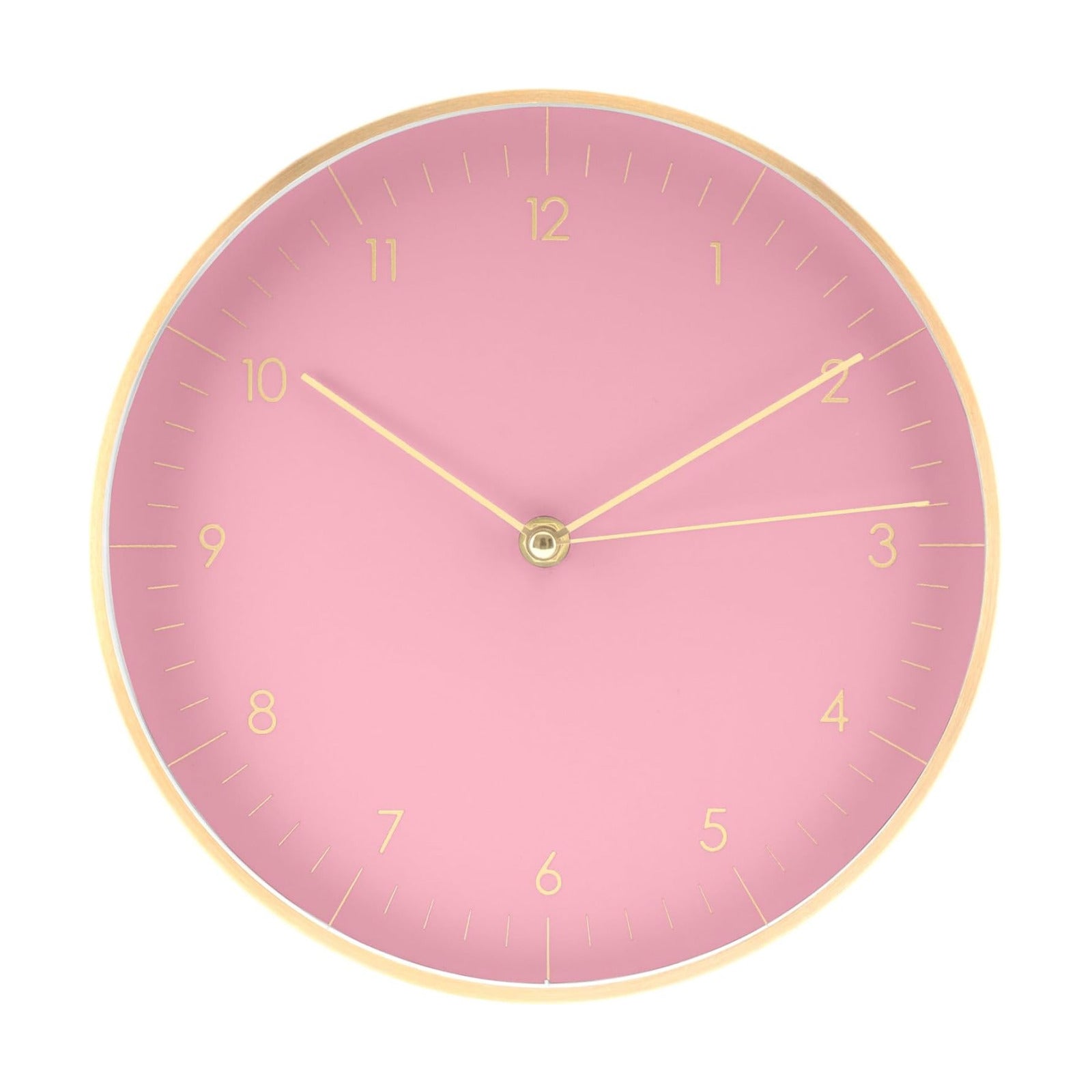 Modern Silent Quartz Wall Clock, 10in, Pink & Gold | Simple & Trendy, Gifting ideas, Analog, Easy-to-read, Battery
