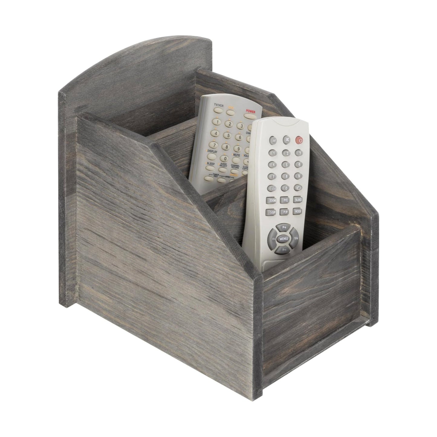 Rustic Wood Remote Control Holder Organizer Caddy / Dark Gray