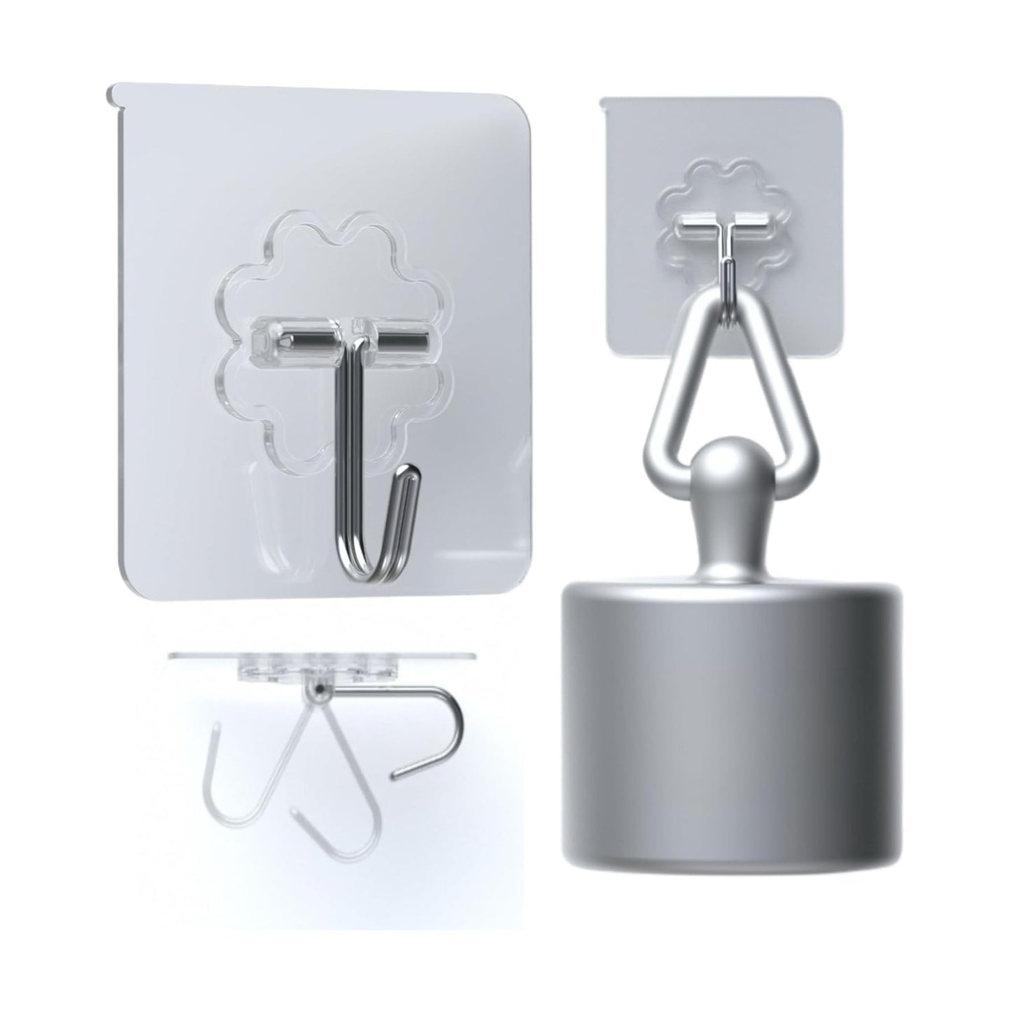DDMY Adhesive Wall Hooks Heavy Duty 50LB Clear Hook 24 Pack for Hanging