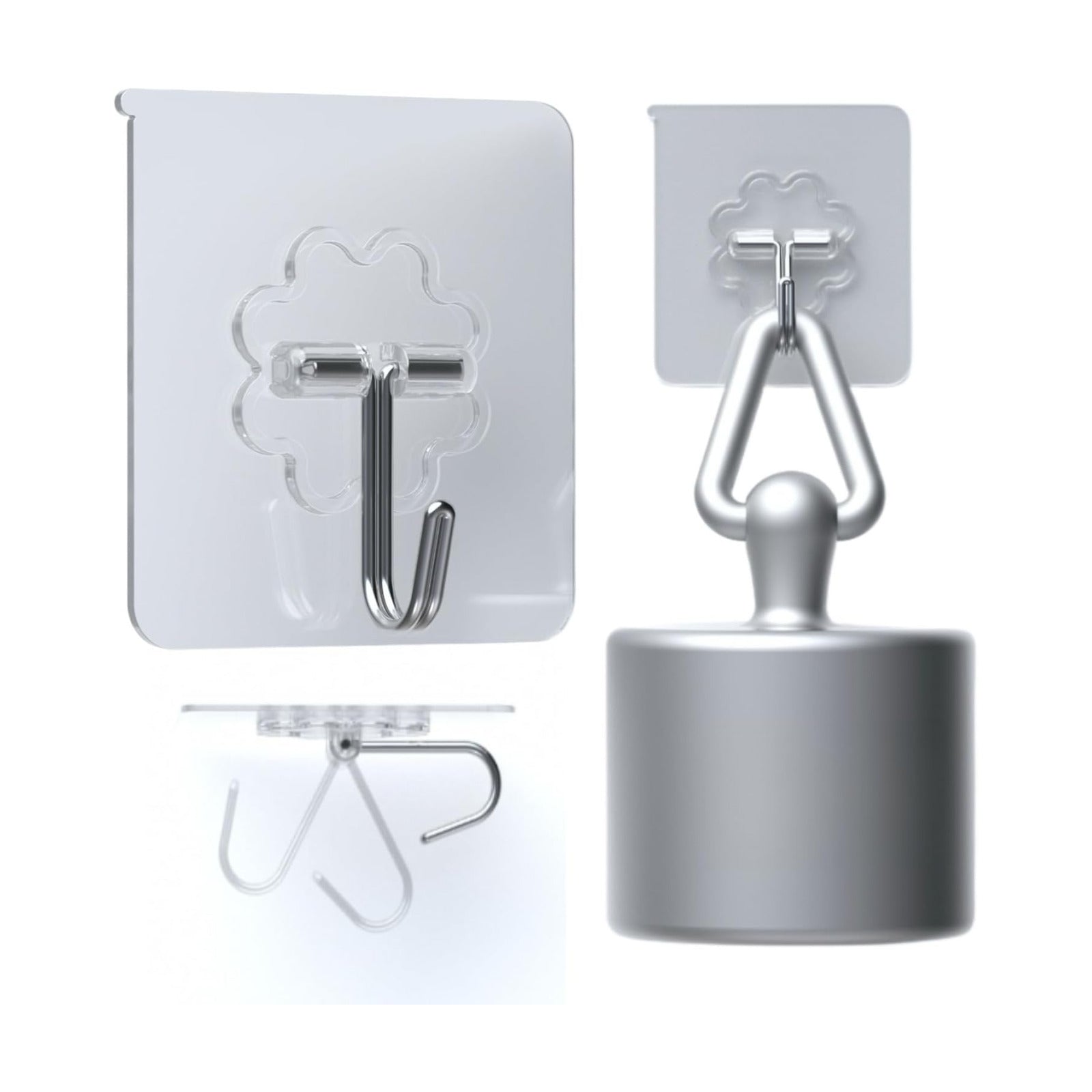 DDMY Adhesive Wall Hooks Heavy Duty 50LB Clear Hook 24 Pack for Hanging