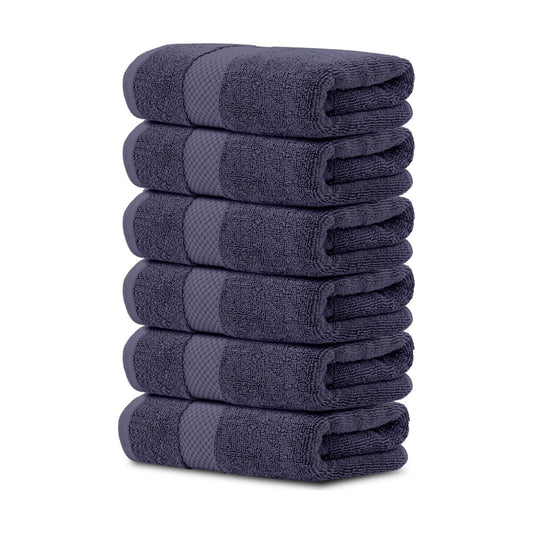 White Classic Luxury Navy Blue Hand Towels - Soft 100% Turkish Cotton | Highly Absorbent Hotel spa Bathroom Towel