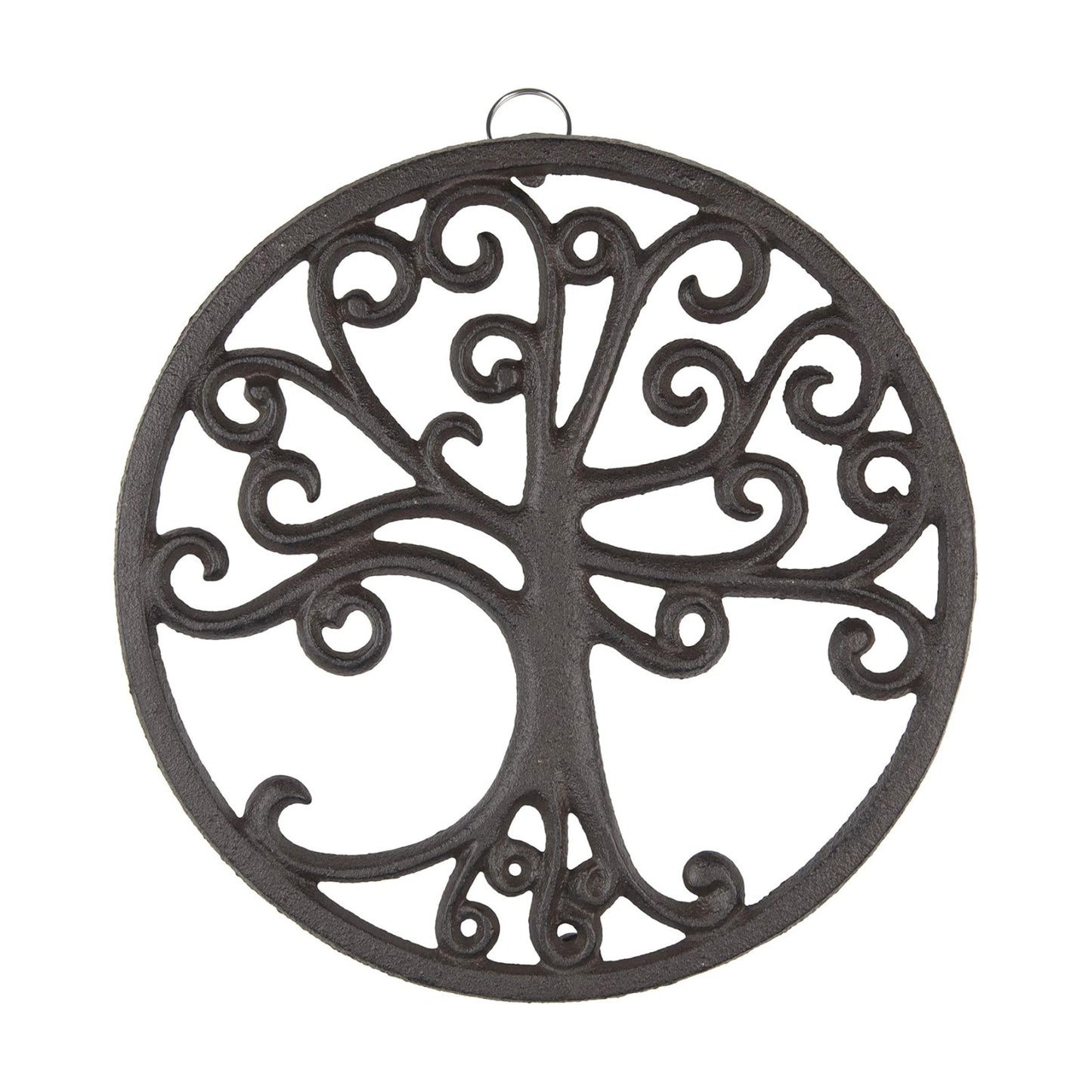 GASARÉ, Cast Iron Trivet for Hot Dishes, Pots, and Pans, Metal Trivet, Tree of Life Design, Rubber Feet Caps, Ring