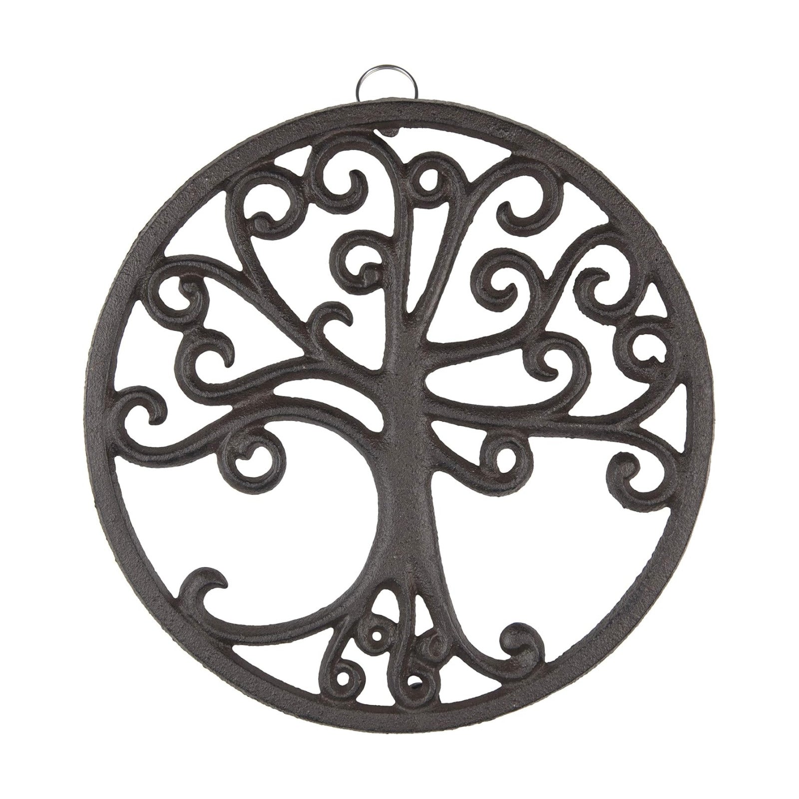 GASARÉ, Cast Iron Trivet for Hot Dishes, Pots, and Pans, Metal Trivet, Tree of Life Design, Rubber Feet Caps, Ring