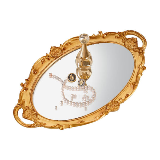 Mirror Tray Vintage Vanity Tray for Dresser Perfume Storage Decorative Mirrored Glass Tray / Gold