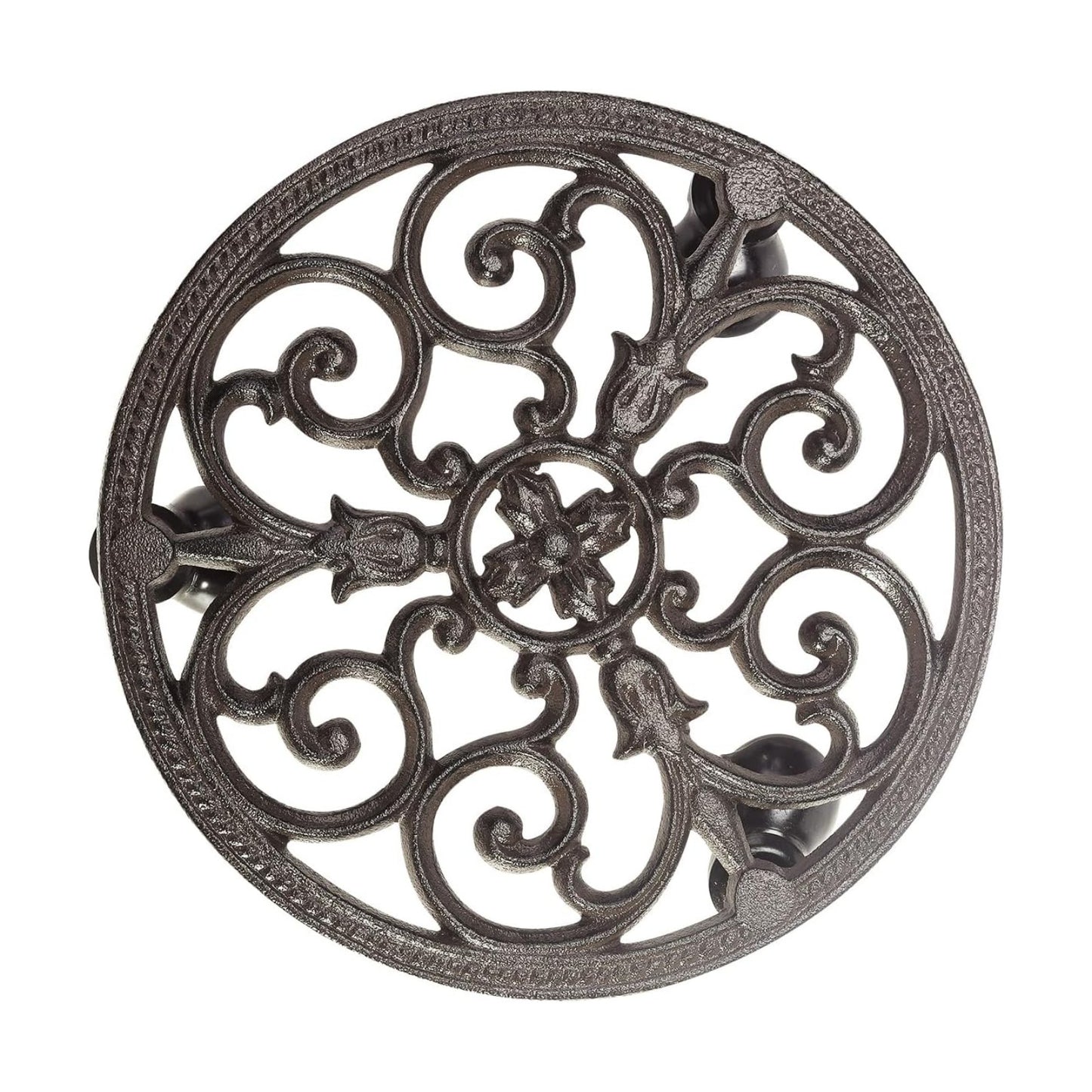 Sungmor Heavy Duty Cast Iron Plant Caddy,11" Round Potted Plant Stand Flower Pot Rack on 3 Solid Wheels,Indoor Outdoor