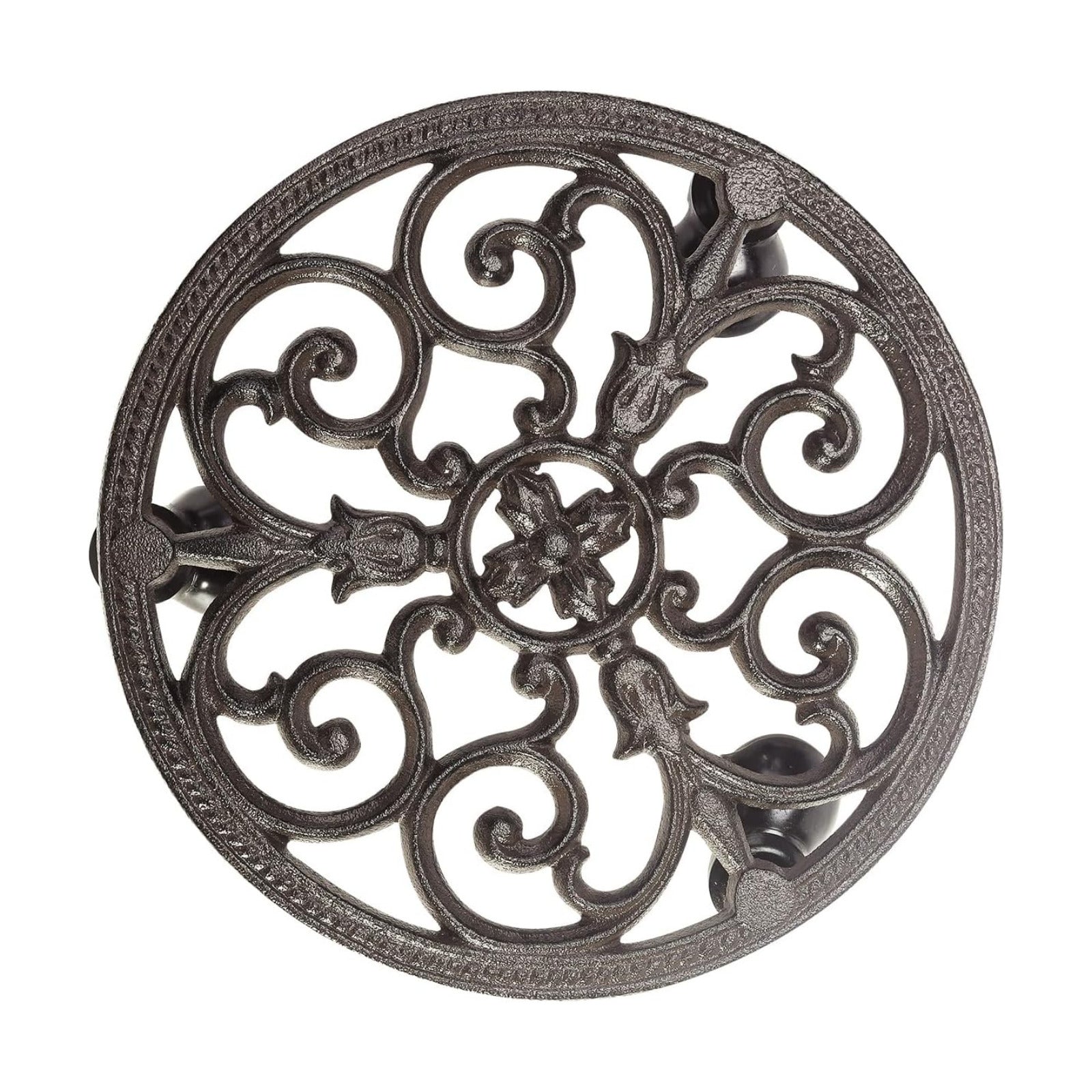 Sungmor Heavy Duty Cast Iron Plant Caddy,11" Round Potted Plant Stand Flower Pot Rack on 3 Solid Wheels,Indoor Outdoor