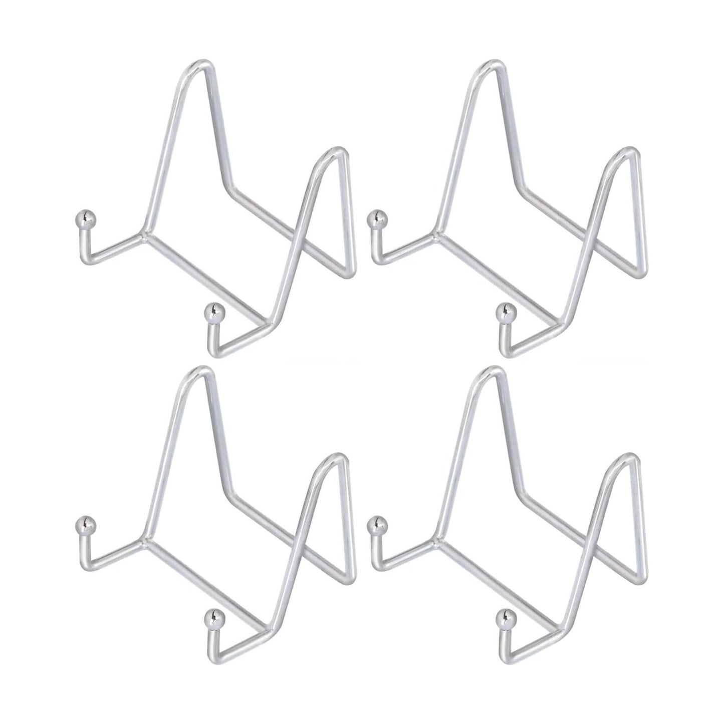 Decorative Plate Stand Holder Picture Frame Stand Easel Display Stand / 3 Inch / Silver / Set of 4