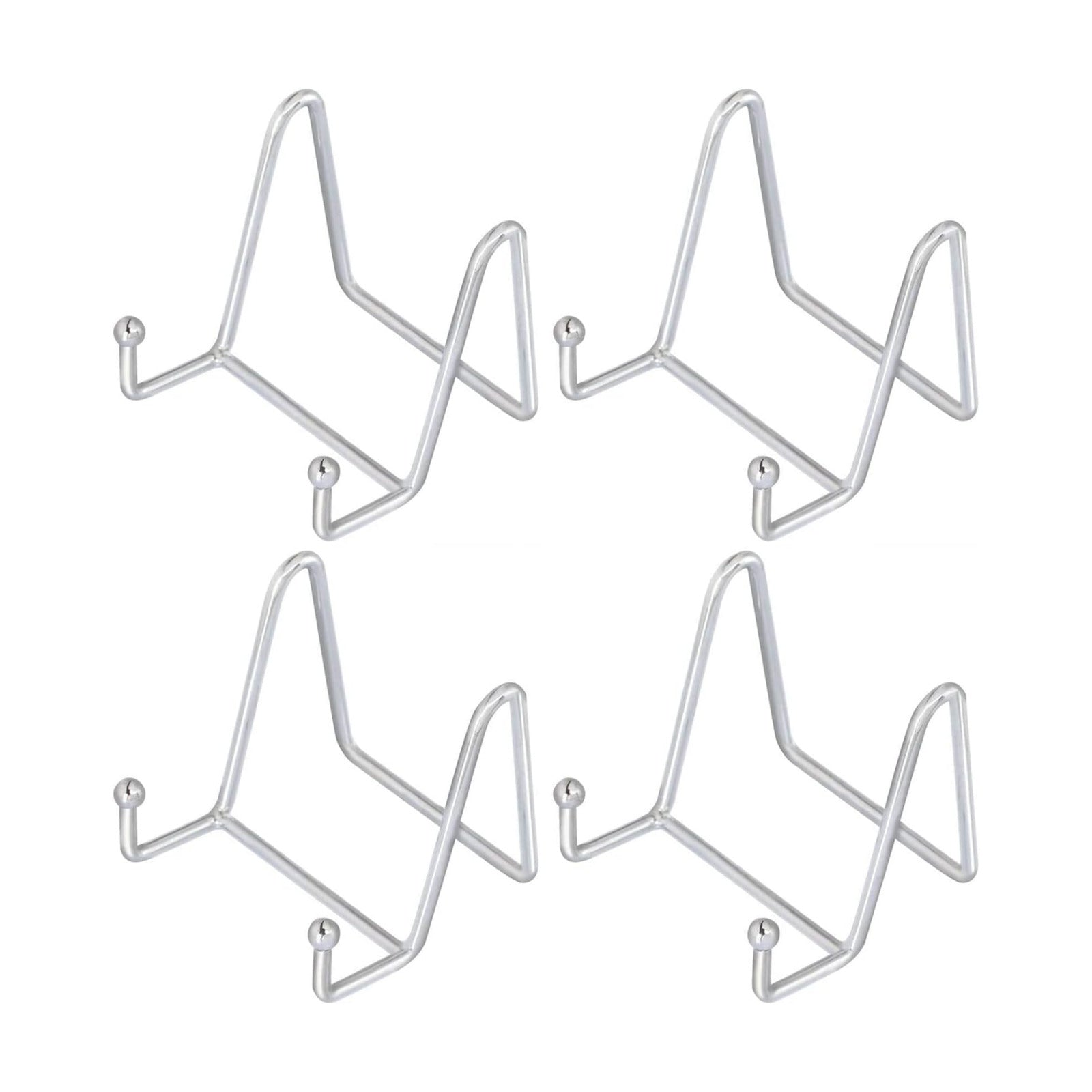 Decorative Plate Stand Holder Picture Frame Stand Easel Display Stand / 3 Inch / Silver / Set of 4