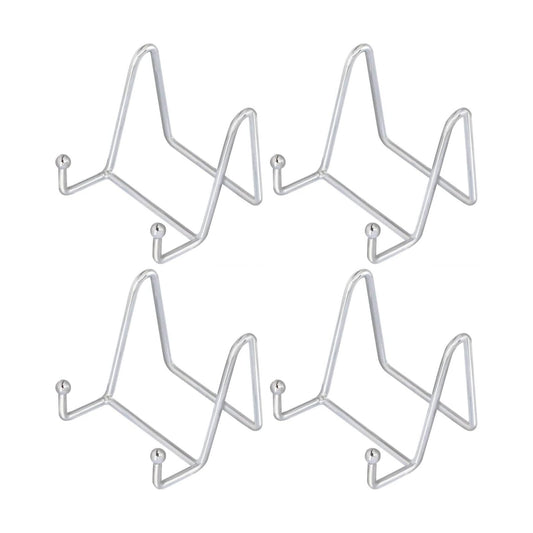 Decorative Plate Stand Holder Picture Frame Stand Easel Display Stand / 3 Inch / Silver / Set of 4