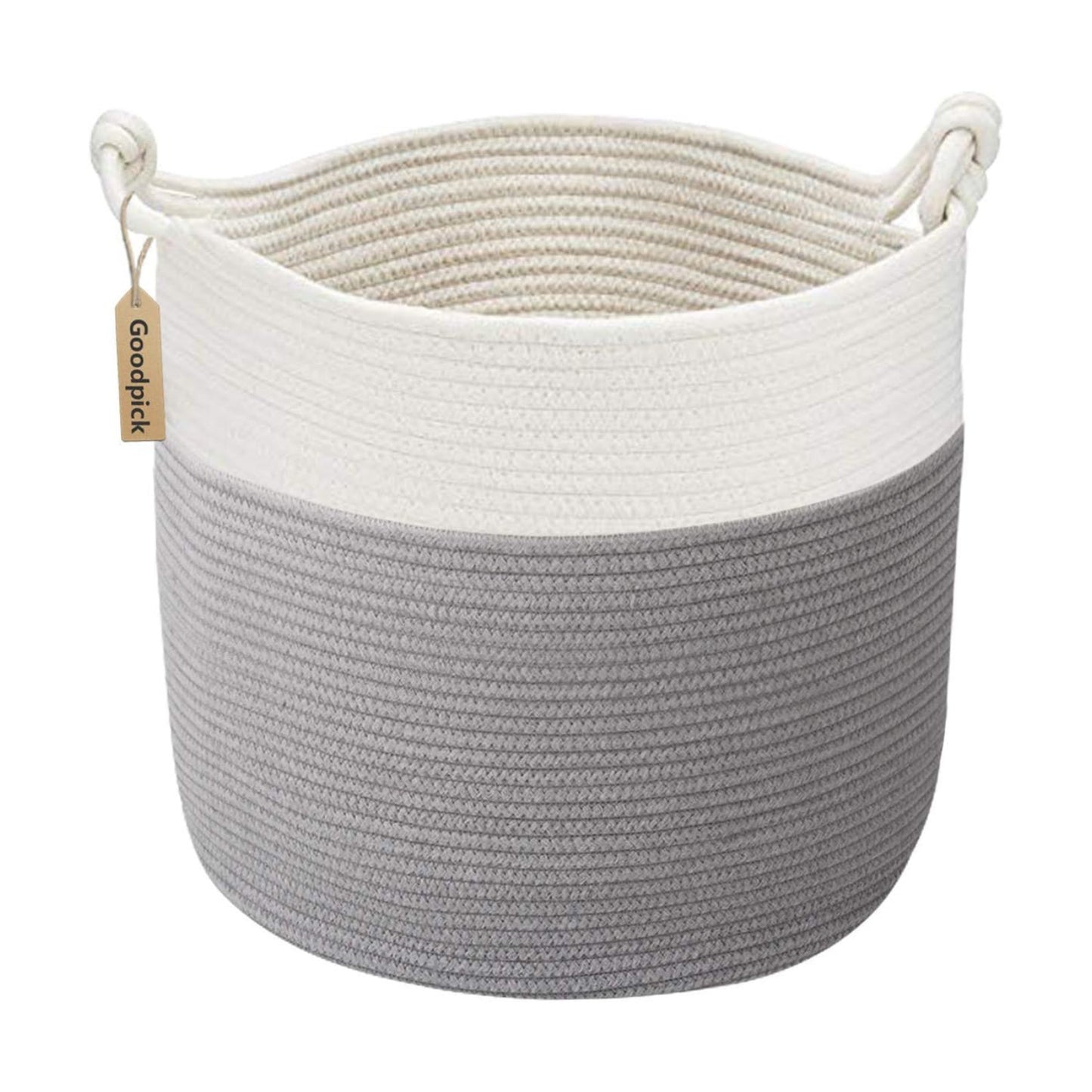 Woven Rope Blanket Basket / Grey / 15 x 14.2
