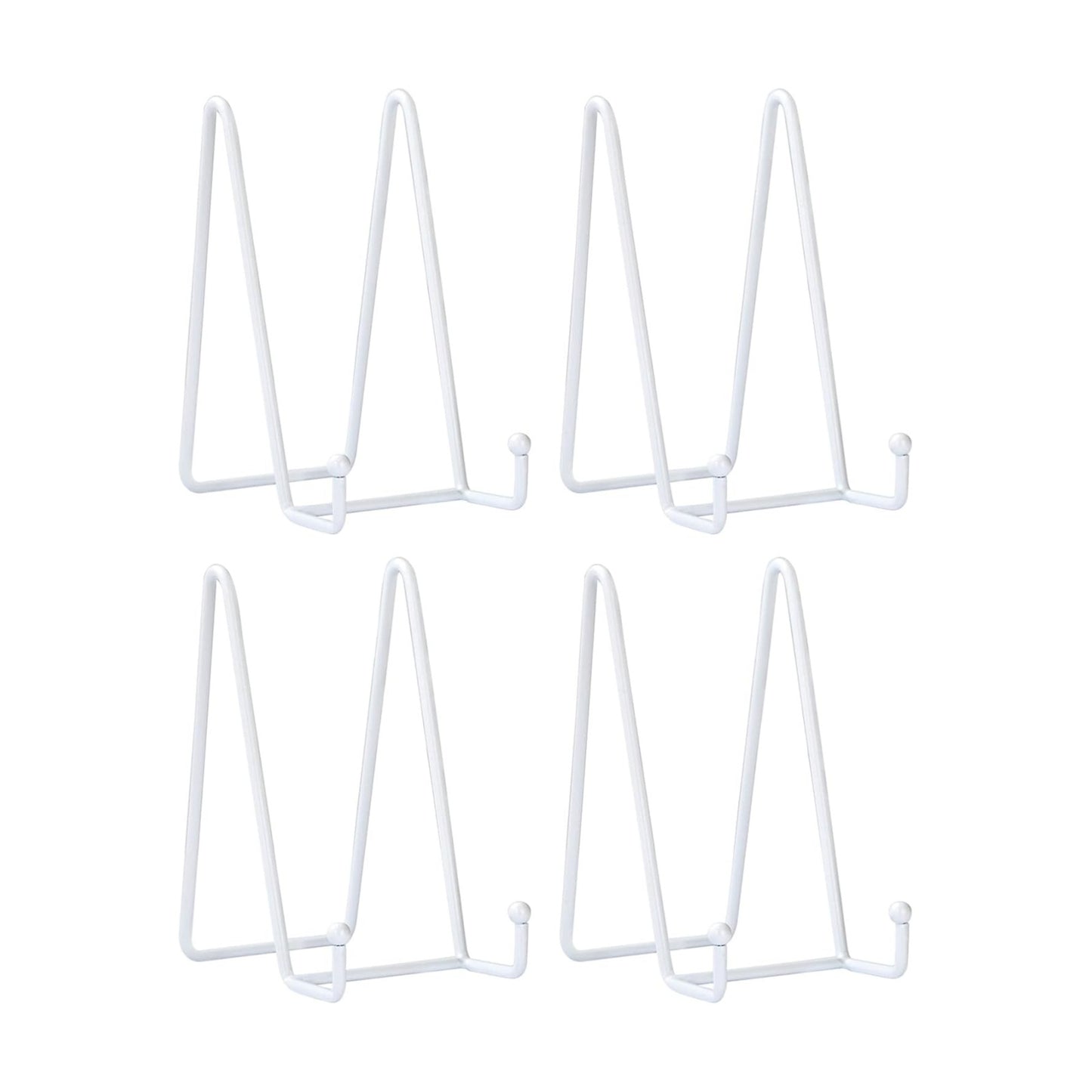 Decorative Plate Stand Holder Picture Frame Stand Easel Display Stand / 6 Inch / White / Set of 4