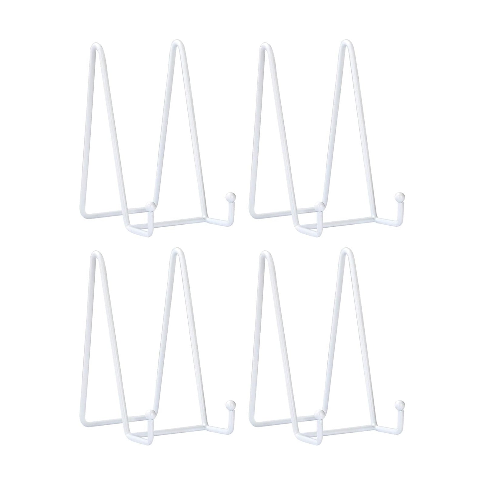 Decorative Plate Stand Holder Picture Frame Stand Easel Display Stand / 6 Inch / White / Set of 4