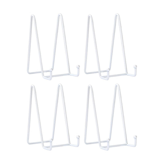 Decorative Plate Stand Holder Picture Frame Stand Easel Display Stand / 6 Inch / White / Set of 4