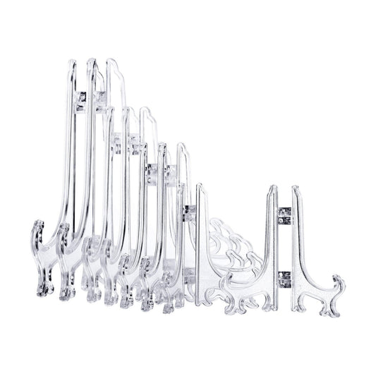Plastic Easel Plate Stands Holders for Display 3/4/5/ Picture Frame / Clear / 6 Inch / Set of 24