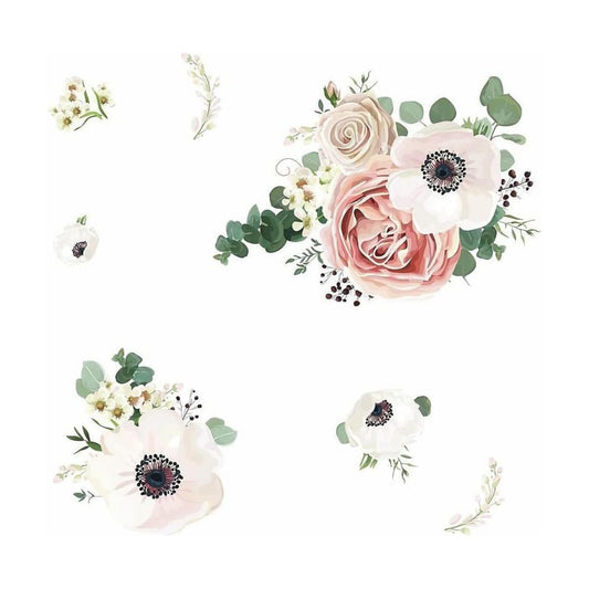 RMK3866GM Fresh Floral Peel and Stick Giant Wall Decals / 1 Count