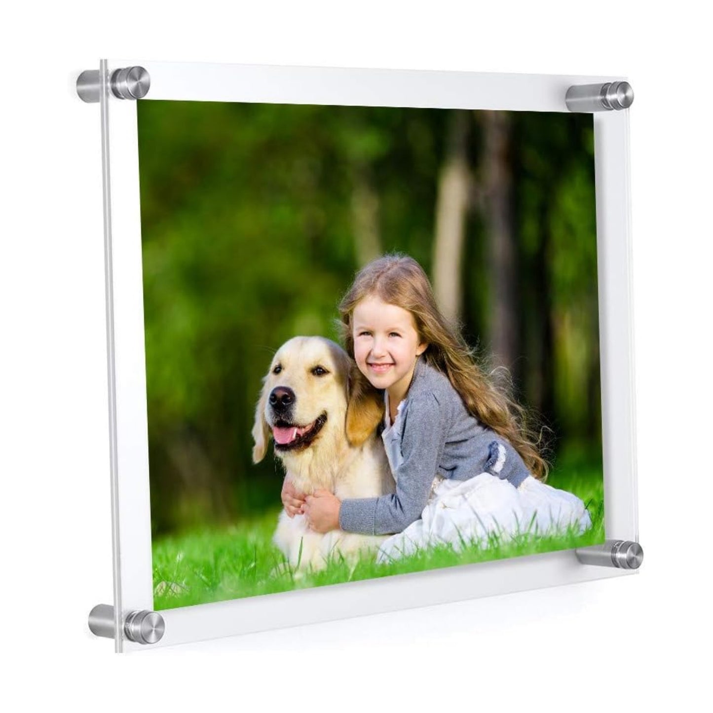 Meetu 11x14 Acrylic Picture Frames -Inner 10x12 Wall Mount Photo Frame Frameless Clear Floating Frame for Document