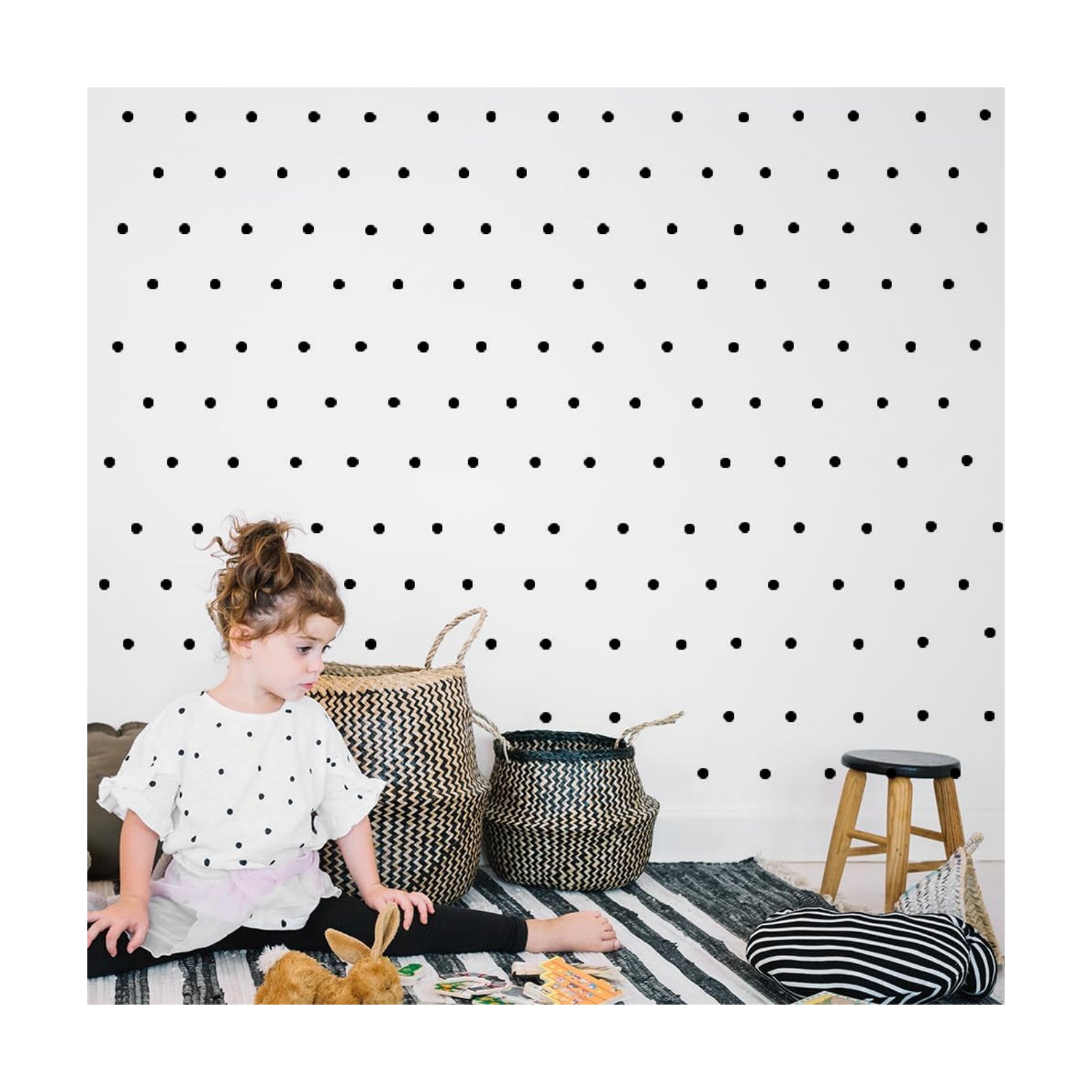 Removable & Self-Adhesive Vinyl Stickers for Kids Room / Black / 1 Inch Dot 240 / Set of 240