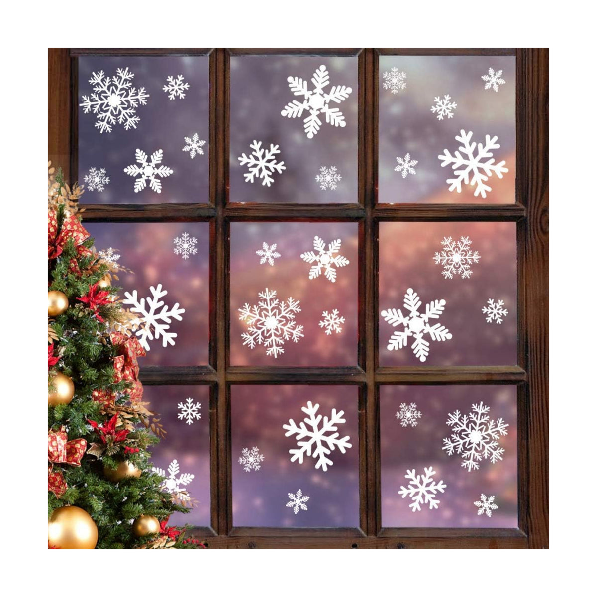 LUDILO 135Pcs Christmas Decorations Window Clings Snowflakes Window Decals