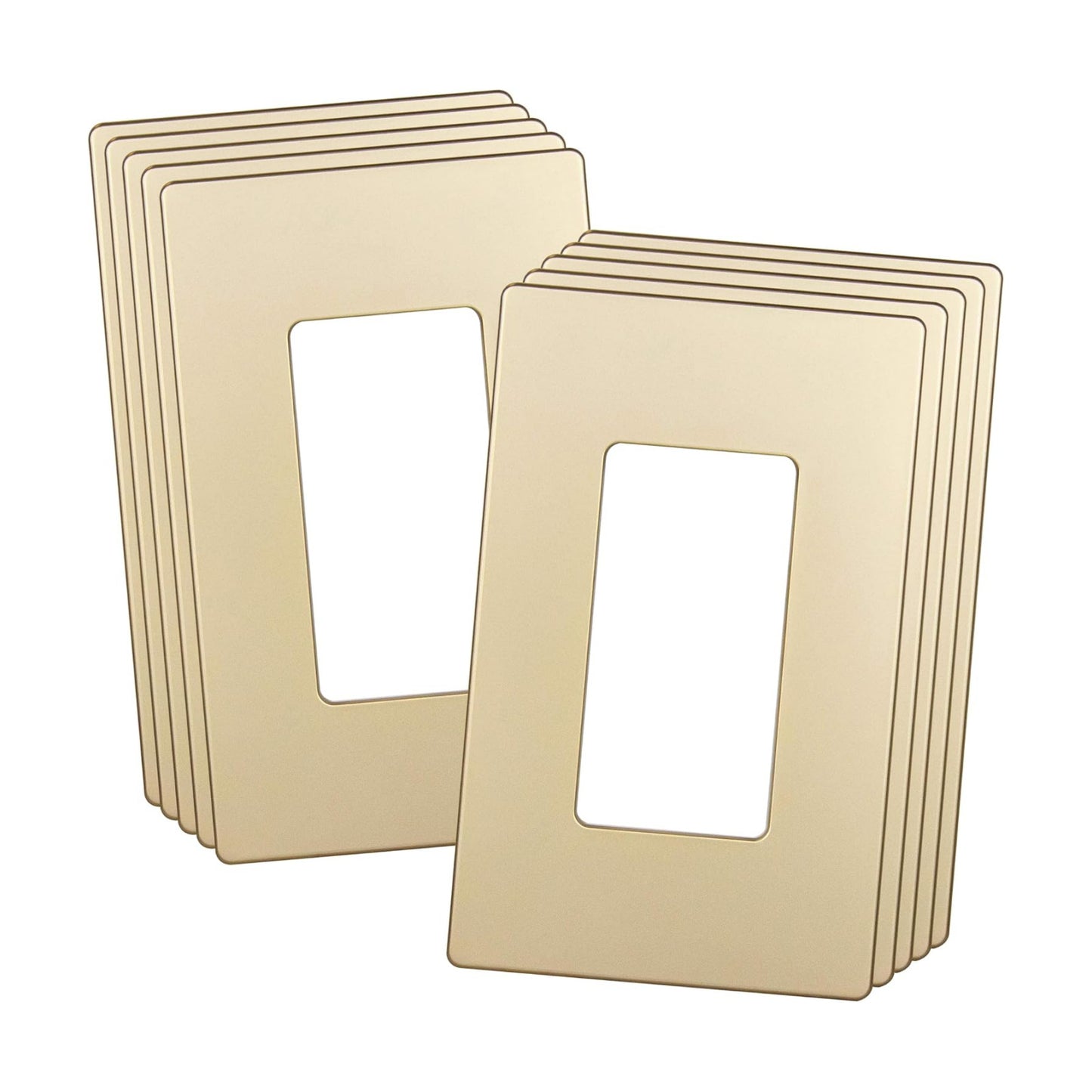 ENERLITES 1-Gang Gold Screwless Decorator Wall Plate Outlet Cover, 10 Pack | Size 4.68" x 2.93", Fits light