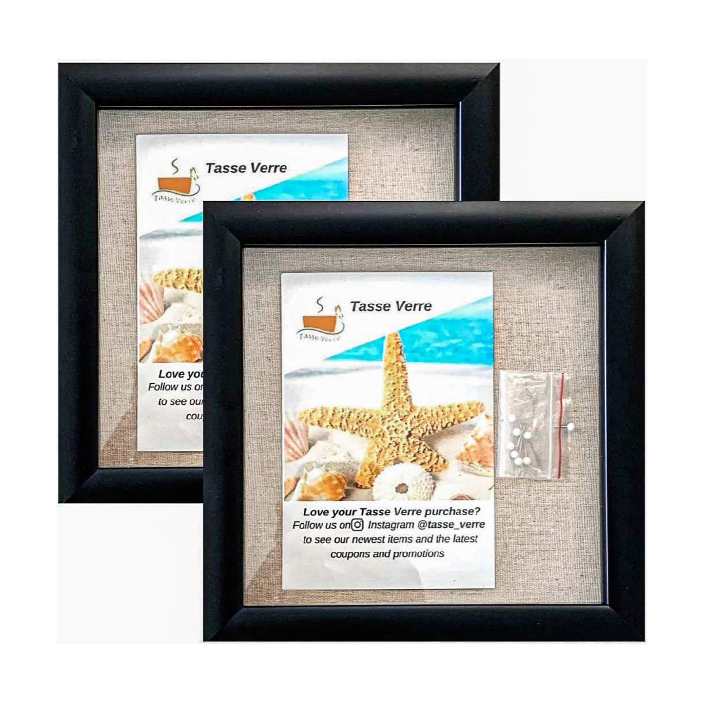 8x8 Black Display Shadow Box (2-Pack) Frame w/Linen Background and 16 Stick Pins - Ready to Hang Shadowbox Picture