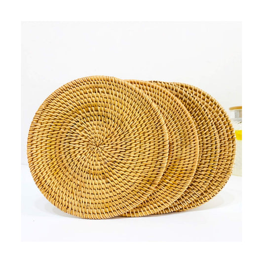 Round Rattan Trivets / Natural / 7.87 Inch / Set of 4