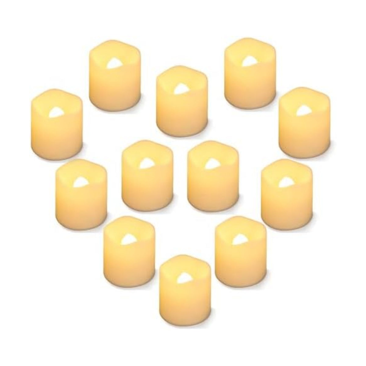 SHYMERY Flameless Votive Candles,Lasts 2X Longer,Battery Operated LED Tea Lights with Warm White Flickering Light,Small Electric Fake Tea Candle Realistic for Wedding,Table,Outdoor,Pack of 12