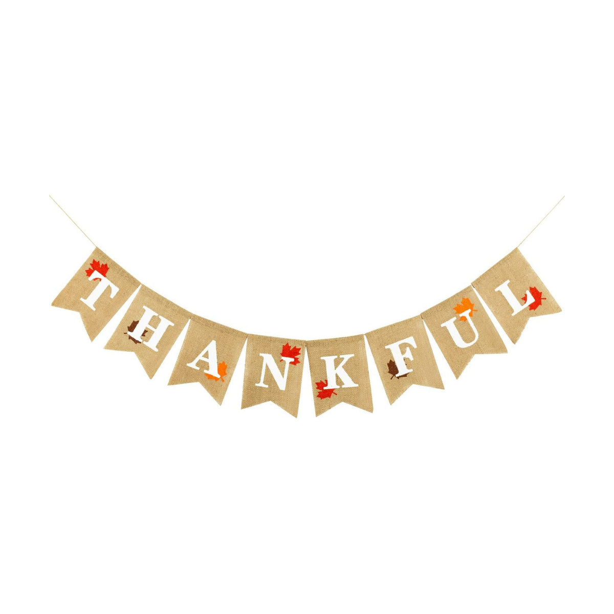 Whaline Thankful Burlap Banner Rustic Thanksgiving Garland Fall Maple Leaves Decorations Thanksgiving Mantel Fireplace Wall Hanging for Autumn Harvest Thankful Party Home Decor