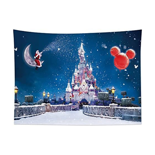 HVEST Castle Tapestry Wall Hanging Dreamlike Magic House Christmas Fairy Wall Tapestry Winter Tapestries for Bedroom Living Room Dorm Party Wall Decor,80Wx60H inches