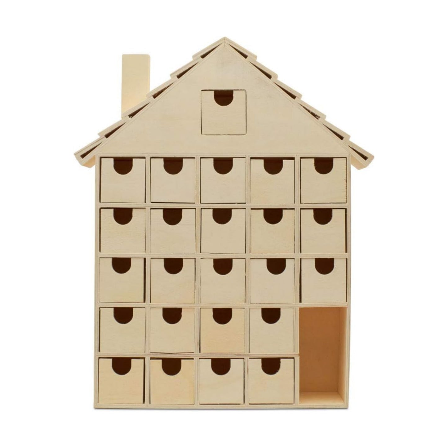 DIY Wooden Advent Calendar House 14 x 12 Inch, Pack of 1 Christmas Advent Calendar With 24 Empty Drawers for Crafts, by