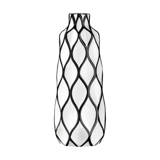 Gloss White Ceramic Vases / 15.5" Height / Black