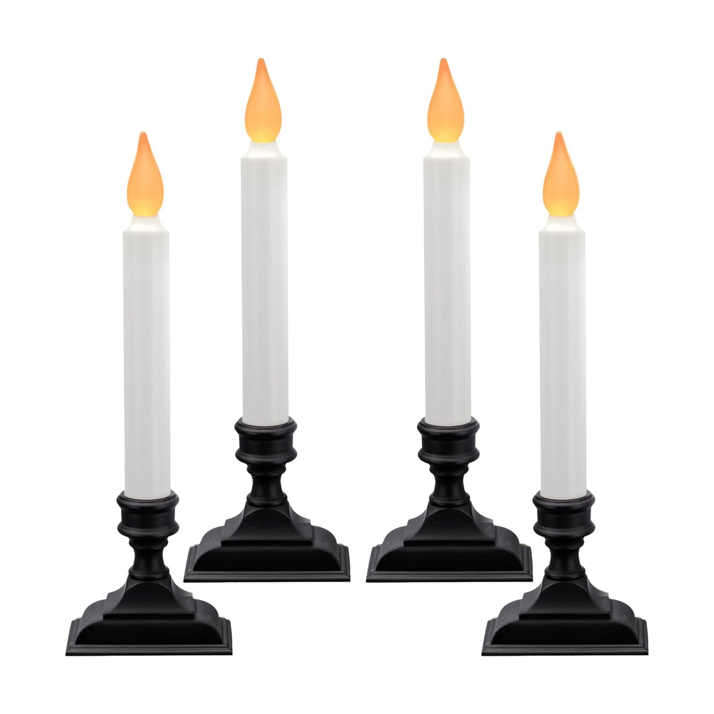 Battery Operated LED Window Candles with Timer, Antique Bronze | Flickering Amber Flame, Flameless Christmas Window