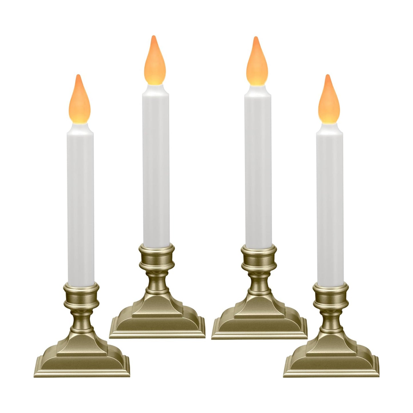 Battery Operated LED Window Candles with Timer, Pewter | Flickering Amber Flame, Flameless Christmas Window Sill